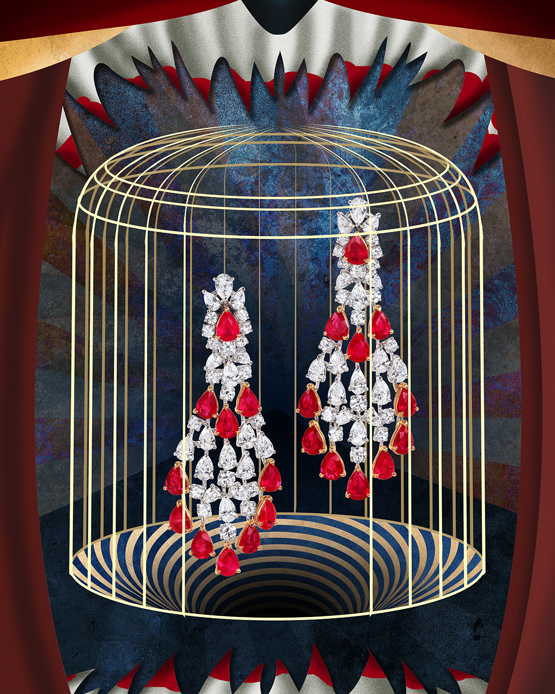 celia fabbri photography illustration high jewellery chatila rubis and diamonds earrings