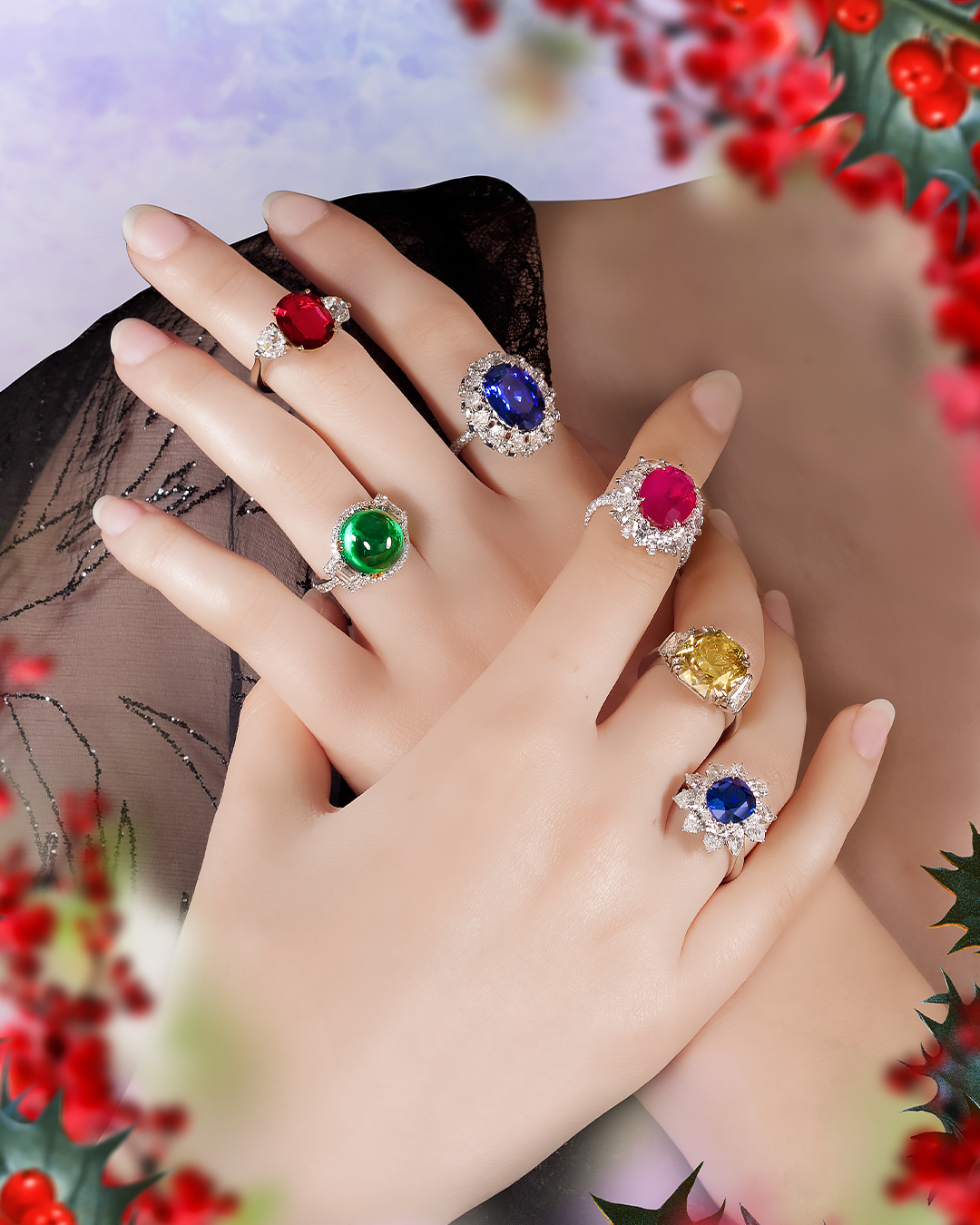 celia fabbri photography high jewellery chatila jewels multicolors gemstones rings