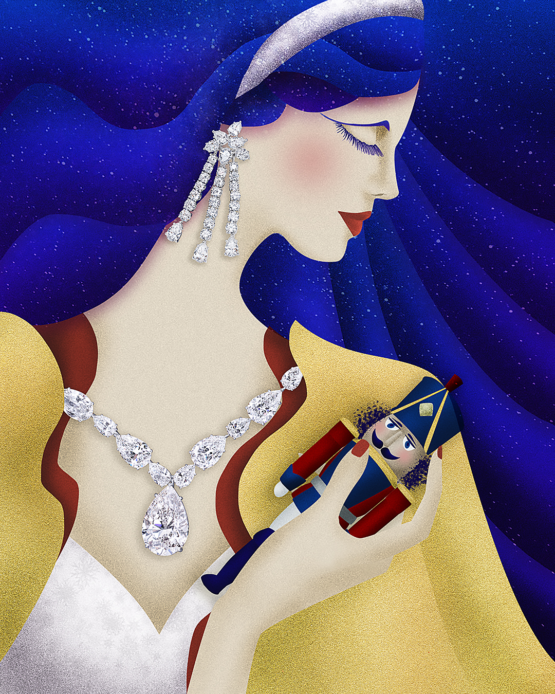 celia fabbri photography illustration chatila christmas high jewellery diamonds parrure