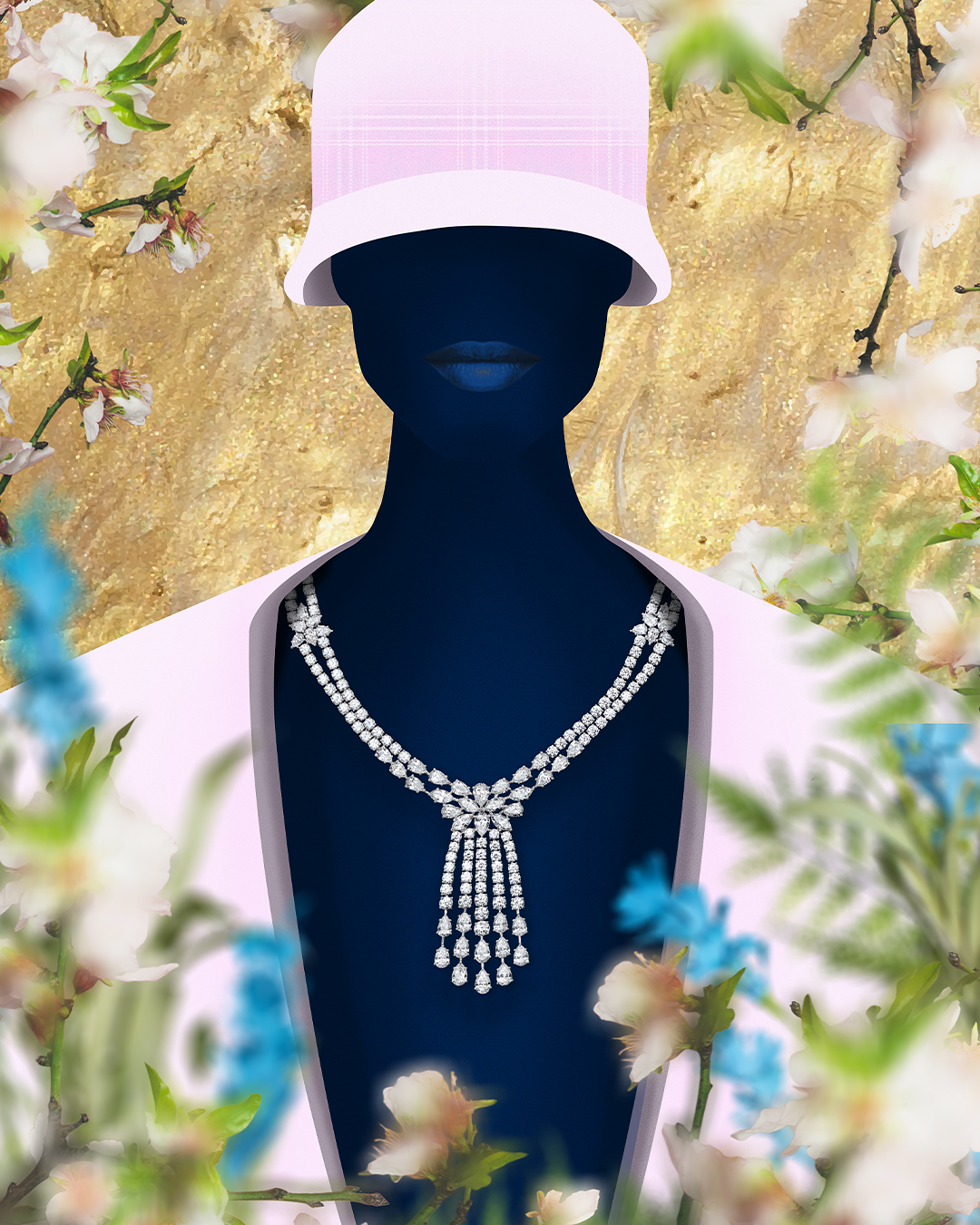 celia fabbri photography illustration chatila high jewellery diamonds parure pink girl